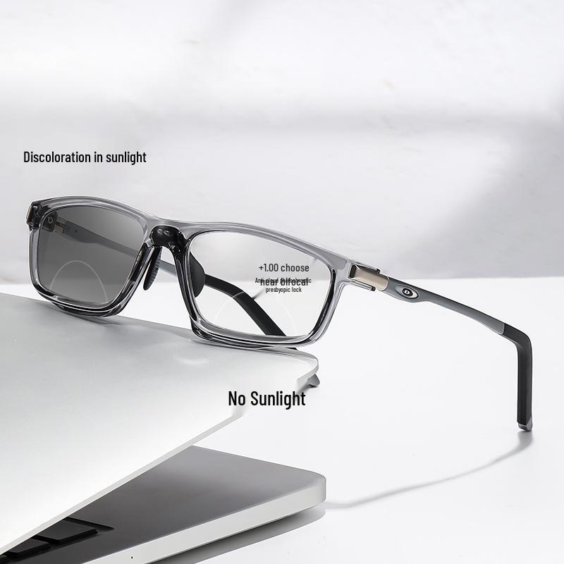 Фотохромные очки для чтения с двойным светом - Модный нескользящий алюминиево-магниевый дизайн для мужчин и женщин