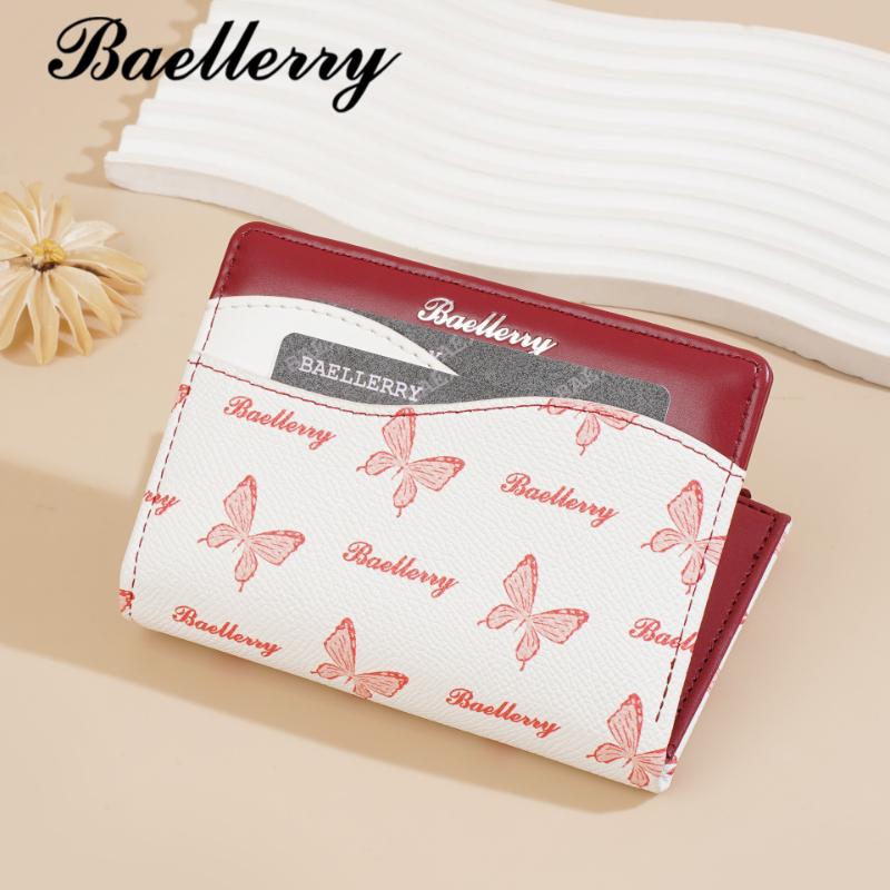 Baellery Новый женский кошелек короткого стиля Высококачественный мягкий ПУ портмоне Маленький свежий милый с принтом бабочки Кошелек для монет Простой тонкий на молнии Студенческие сумки для мелочи