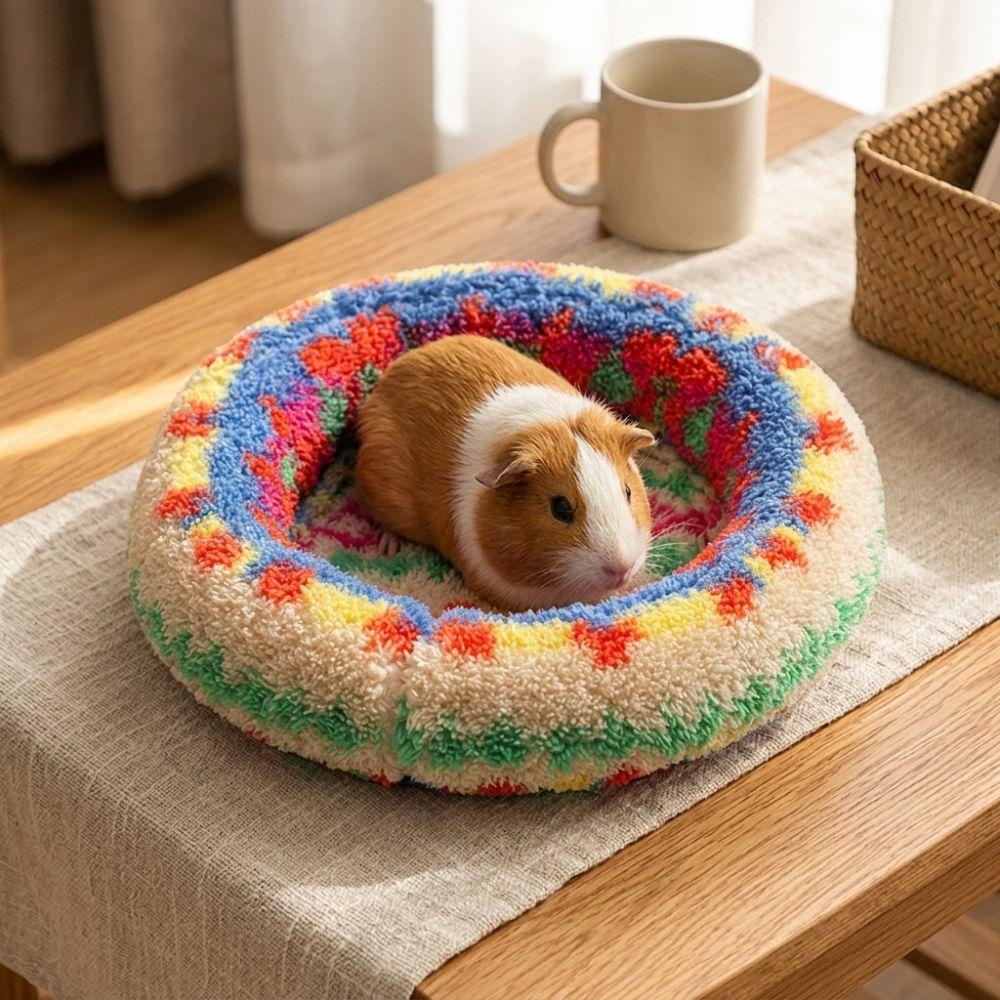 Striped Pattern Small Pet All-Season Mat Soft Touch Bunny Warm Bed Pad Home Decor