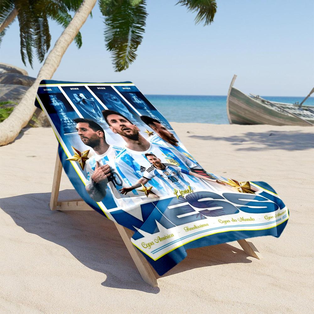 Football Messi Beach Towel Super Soft Absorbent Comfortable Lightweight Portable for Swimming,Beach,Camping, Travel, Beach Accessories,Gym