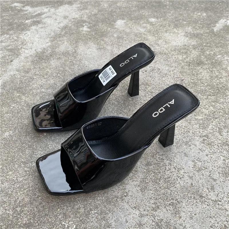 Новая женская обувь европейская и американская мода квадратная голова тонкий высокий каблук сексуальные тапочки женские Zapatos De Mujer 2024