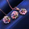 KNIKOO Flower Jewelry Sets Necklace Earrings For Women Cubic Zirconia Fashion Flower Necklace Earrings Jewelry Sets