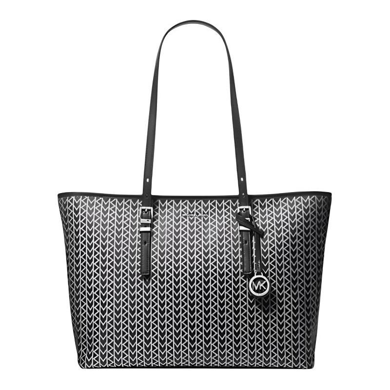 MICHAEL KORS Quinn Quinn Logo Jacquard Polyester Tote Bag Shopping Bag Shoulder Bag Large Women's Black