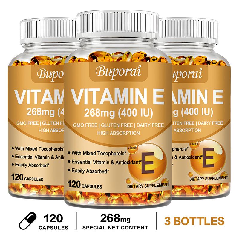 Buporai - 268mg Vitamin E Softgels - Mixed Tocopherols Dietary Supplement - Antioxidant