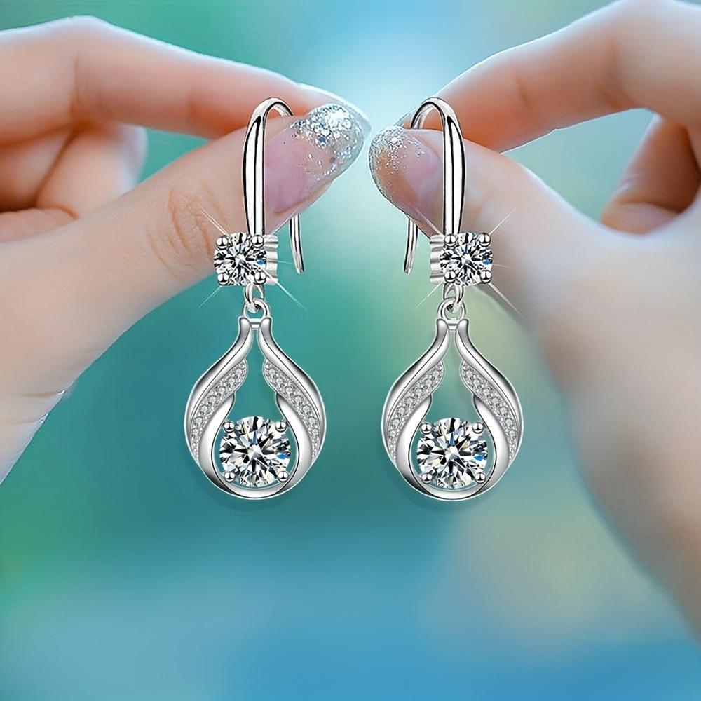Элегантные полые серьги-подвески в форме капли из стерлингового серебра 925 пробы со сверкающими искусственными кристаллами, аксессуары для банкетов в богемном стиле
