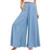 Women's Wide Leg Elastic Waist Wide Leg High Waist Long Women's Solid Color Pants