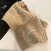 Yellow knitted wool scarf, women's autumn and winter Korean high-end sense, thickened atmosphere, warm and cold-proof neck scarf