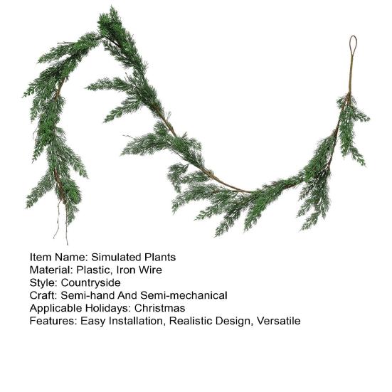 Simulated Cedar Pine Garland Realistic Greenery Rattan Weatherproof Simulated Vine DIY Hanging Ornament Indoor Outdoor Decor