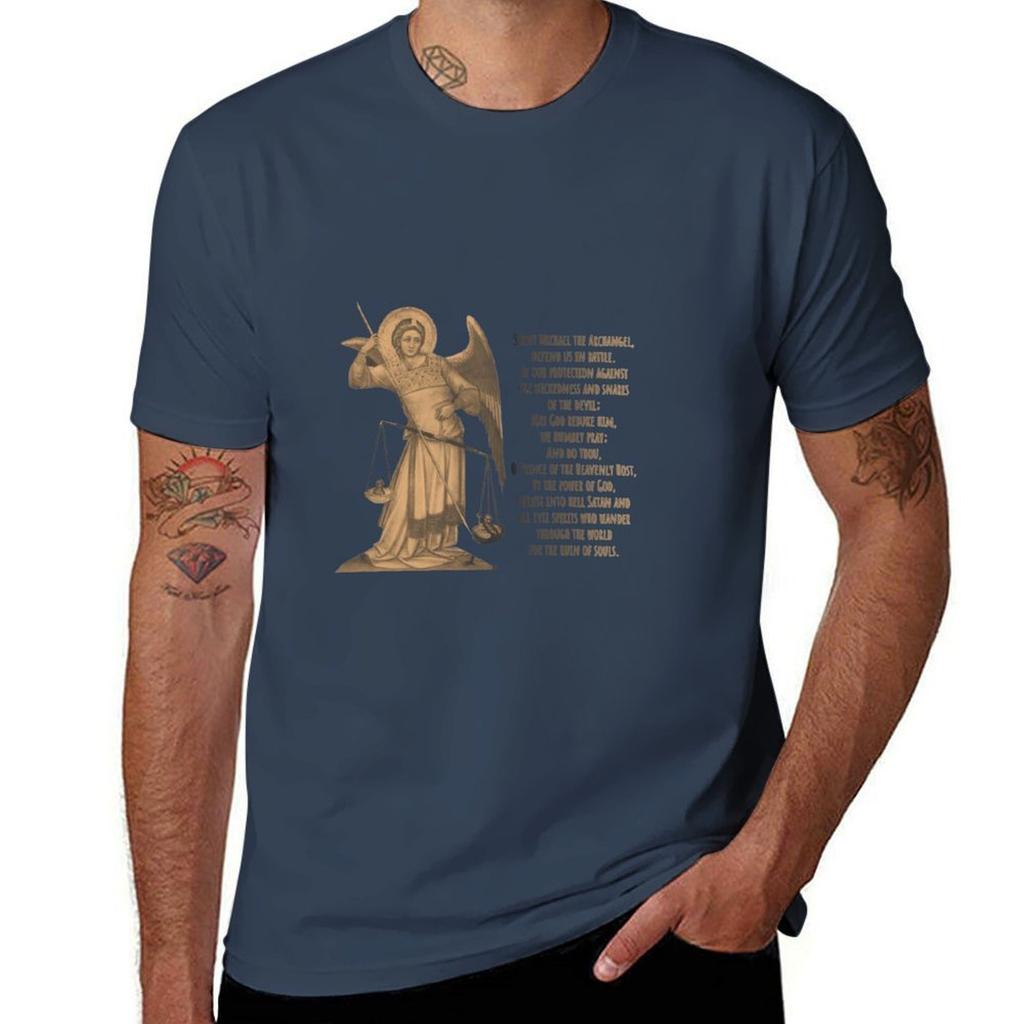 Saint Michael The Archangel Prayer TShirt Soft Touch Basic Cotton TShirt