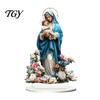 Catholic Religious Statue Virgin And Angel Ornament, 2D Acrylic Ornament with Christian Home Base, Table Centerpiece, Gift for Women