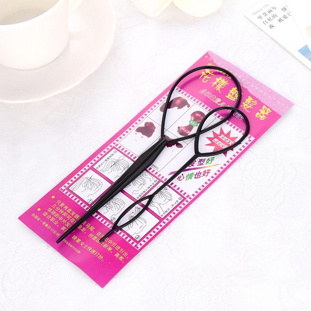 1 комплект(2pcs) Инструменты для укладки пластиковой петли в виде хвостика Simple Magic Hair Twist Инструменты для укладки косичек Black Bun Hairstyle Maker