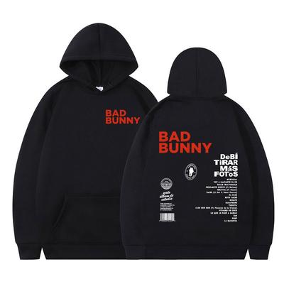 Графическая футболка рэпера Bad Bunny DTMF DeBi TiRAR MaS FOToS Худи Унисекс С длинным рукавом Повседневный Пуловер Оверсайз Панк Спортивный костюм