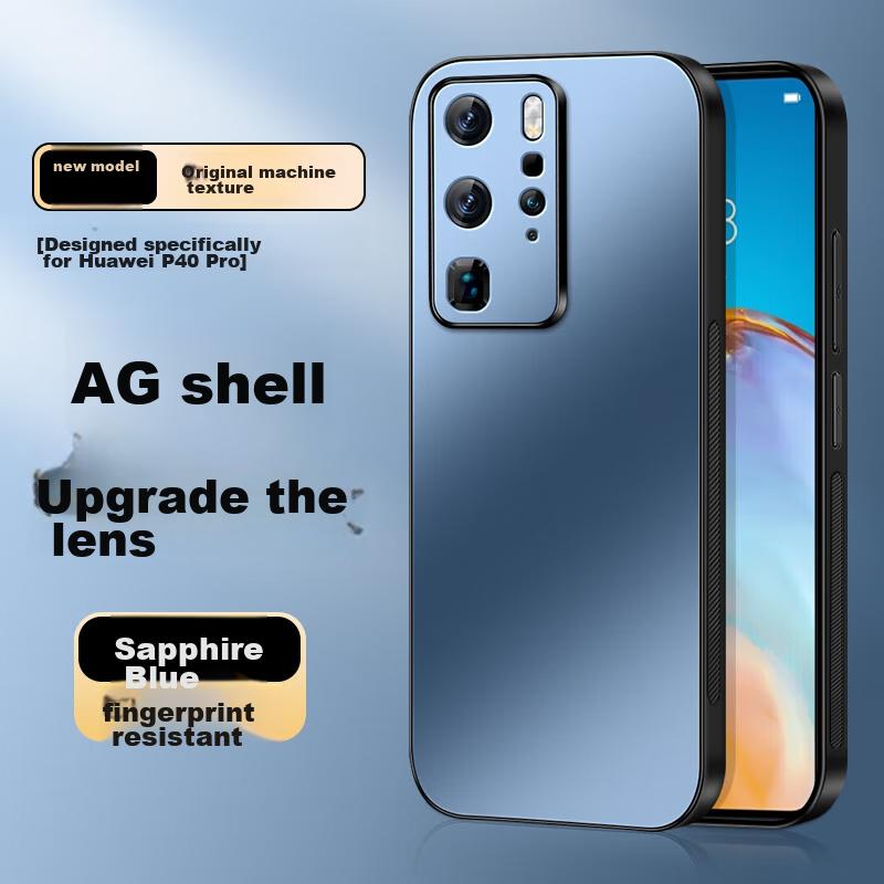 Huawei P40 Pro Phone Case, P40 Pro Protective Cover, AG Frosted Lens Full Protection Shockproof Soft Case, HUAWEI Simple Stylen, Outer, Sapphire Blue