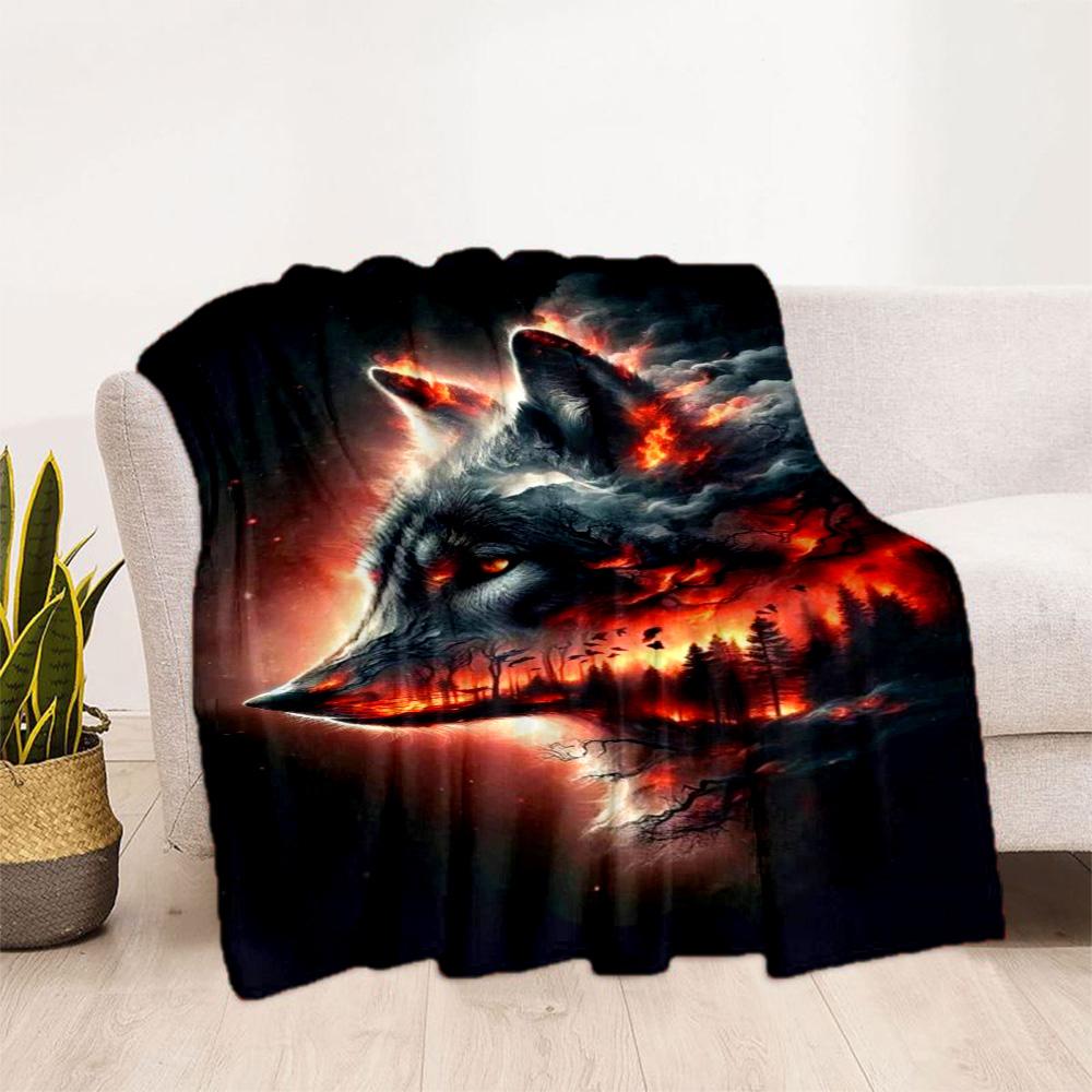 Wolf Moon Reflection Blanket,Suitable for sofas, offices, travel, living rooms, Gifts to relatives and friends, Blanket,Suitable for all seasons.
