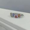 Sace Gems 925 Sterling Silver 2*2.5MM Natual Colourful Sapphire Rings for Women Engagement Cocktail Party Fine Jewelr