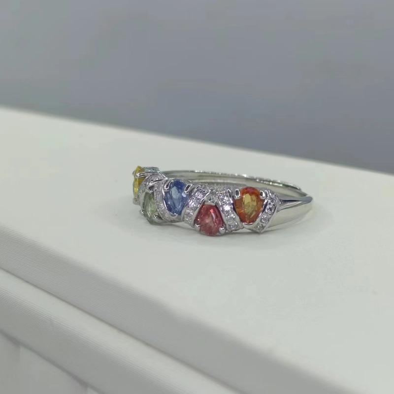 Sace Gems 925 Sterling Silver 2*2.5MM Natual Colourful Sapphire Rings for Women Engagement Cocktail Party Fine Jewelr