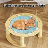 Elevated Cat Hammock Free-Standing Pet Bed Summer Breathable Raised Cat Hammock Bed with Spring Ball/Scratching Post for Indoor Cats