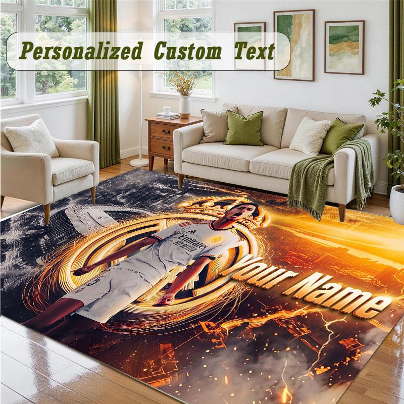 Crystal Velvet Square Rug Custom NameJude Bellingham Pattern Non Slip Home Floor Decor Rug