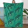 Leaf Pattern Fleece Blanket - Soft  Polyester All-Season Throw with Vibrant Green Leaf Print, Contemporary Style, Machine