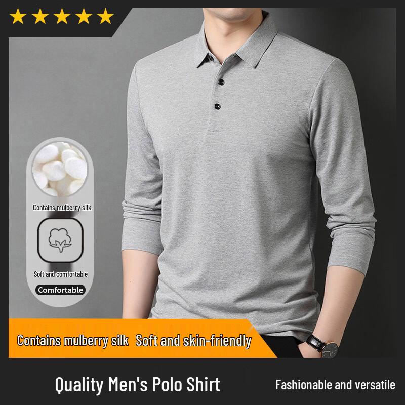 Мужская рубашка-поло с длинным рукавом в стиле business casual от Hengyuanxiang