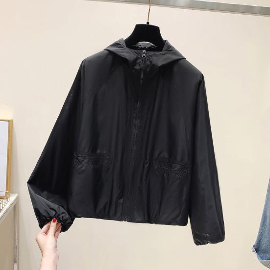 Женское осенне-весеннее пальто свободного покроя, однотонное, на молнии, с длинными рукавами, с капюшоном, карманами, гладкая поверхность, дорожная куртка для отдыха на природе