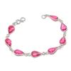Натуральный Розовый Рубеллит Камень Ручной Работы Серебряный Браслет 925 Пробы 7-8" ASB-2966