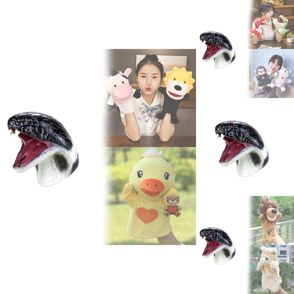 Игрушка-рукавичка в виде животного с реалистичной змеиной головой для развивающей игры детей