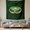 Wall Hanging Tapestry - Saint Hubert Deer Cross Gold Green Crest Religious Art Home for Dorm Room