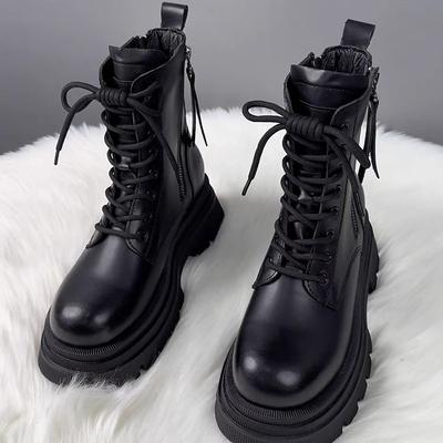 Версия из коровьей кожи~ ботинки Мартина на платформе женские 2025 весна и осень британский стиль популярные ботинки интернет-знаменитости маленькие одинарные ботинки