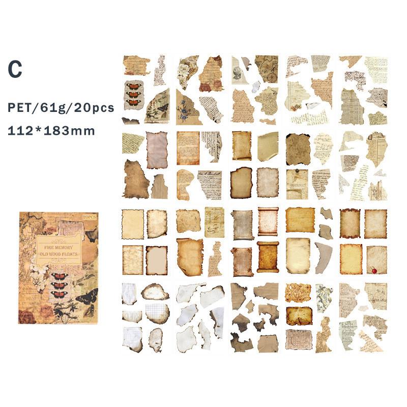 20 листов/упаковка Винтажные наклейки для скрапбукинга Книги ПЭТ-материалы Творческий журнал DIY Материал для коллажа Принадлежности для журналов Наклейка