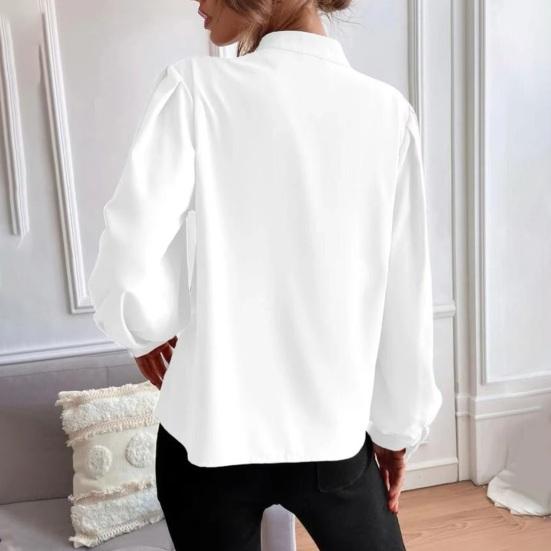 Женская рубашка с воротником-стойкой и длинным рукавом, однобортная рубашка, однотонная, свободного кроя, повседневная рубашка