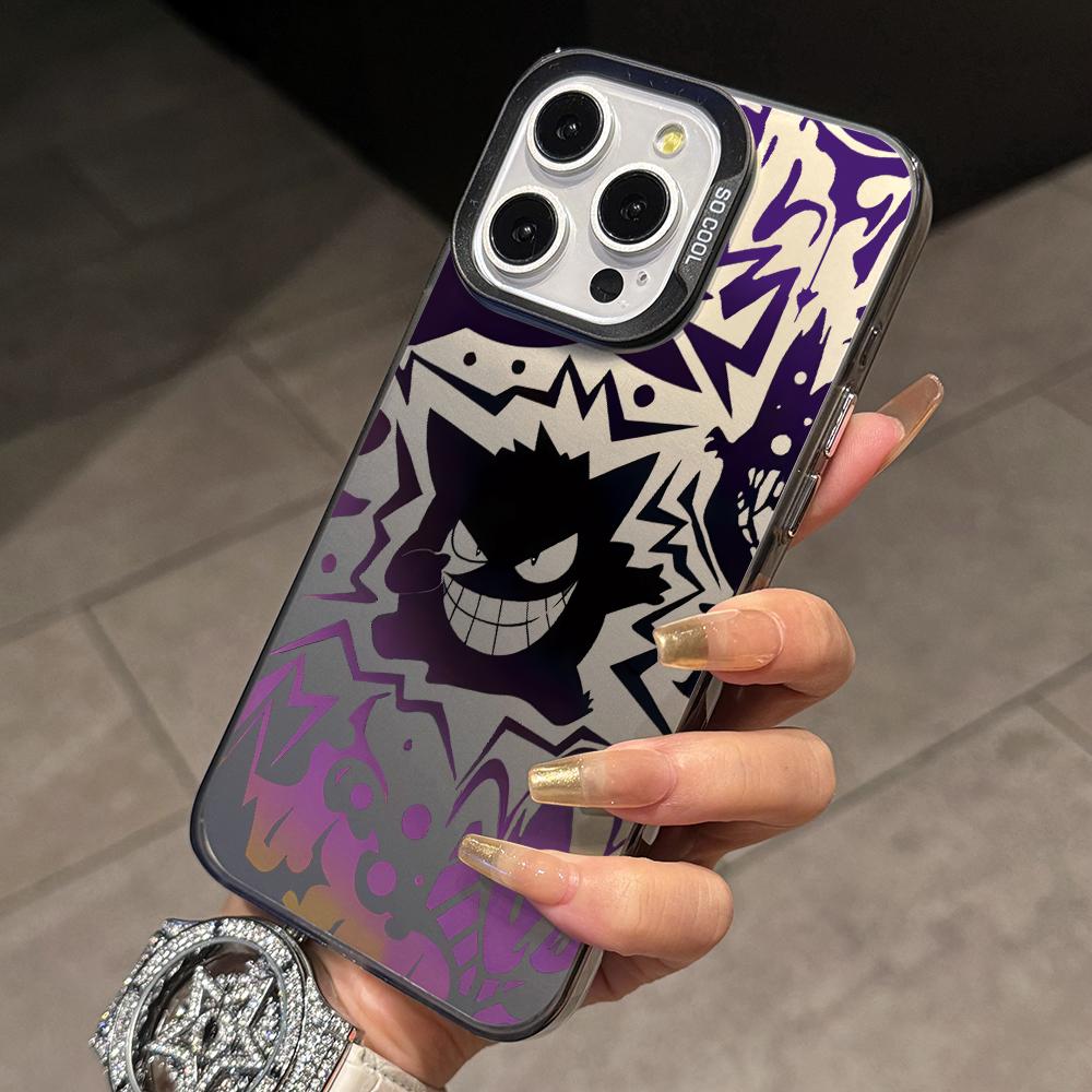 Cute Monster Gengars Phone Case for iPhone 17 Air 16 16e 15 14 Plus 13 12 11 Pro Max X Xs XR 8 Colorful Silver Hard Cover