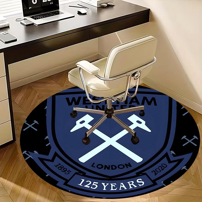 Коврик для стула West Ham United Круглый ковер-Ковер для офиса, Нескользящий, Подходит для декора гостиных, спален.1205029a