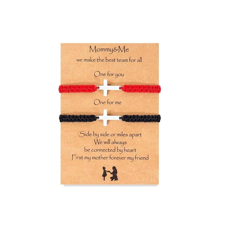 Браслет из плетеной веревки, регулируемый браслет-крестик черного и красного цвета, браслет-манжета на запястье для мужчин и женщин, ювелирные изделия