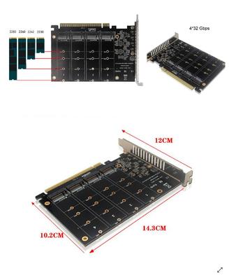 Карта-адаптер с установочным оборудованием PCIe x 16 Адаптер для четырех M.2 NVMe SSD