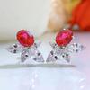 925 Sterling Silver 3ex 3ct Vvs Ruby Synthetic Moissanite Gemstone Wedding Drop Earrings For Women Gift