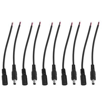 5 пар 5.5x2.1 мм Мужской Женский DC Power Barrel Plug Jack Соединительный кабель Провод (черный)