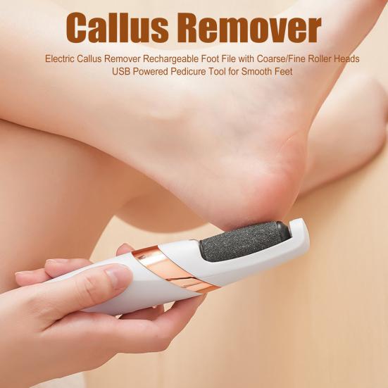 Electric Callus Remover Rechargeable Foot File with Coarse/Fine Roller Heads USB Powered Pedicure Tool for Smooth Feet