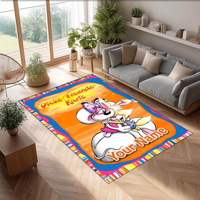Diddl Crystal Velvet Rug, Custom Name Text Personalized Non‑Slip Floor Mat for Home Decor Gift