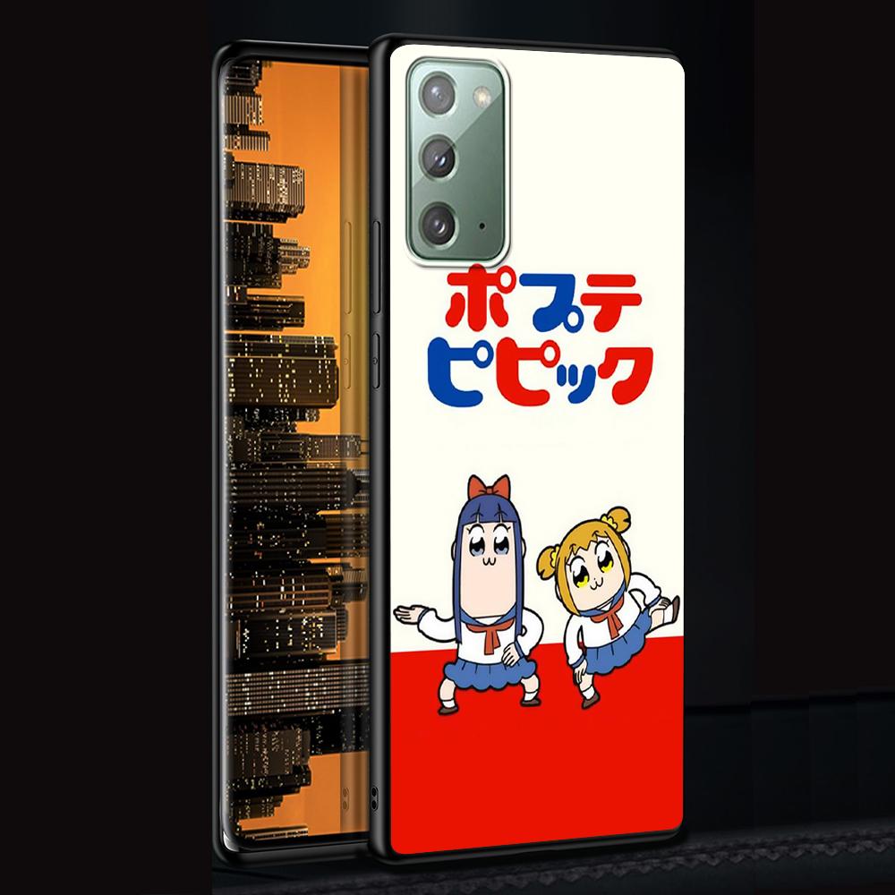 Аниме чехол Pop Team Pipi для Samsung Galaxy Note 20 Ultra 10 Lite 9 8 A53 A52 A12 S22 S21 FE S20 Plus Силиконовый черный чехол для телефона