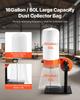 Dust Collector, 800 CFM 2.5 Micron Vortex Cone Dust Collectors, 1HP Sawdust Collection System with 60L Dusts Collector Bag, Filter Bag, and Casters,