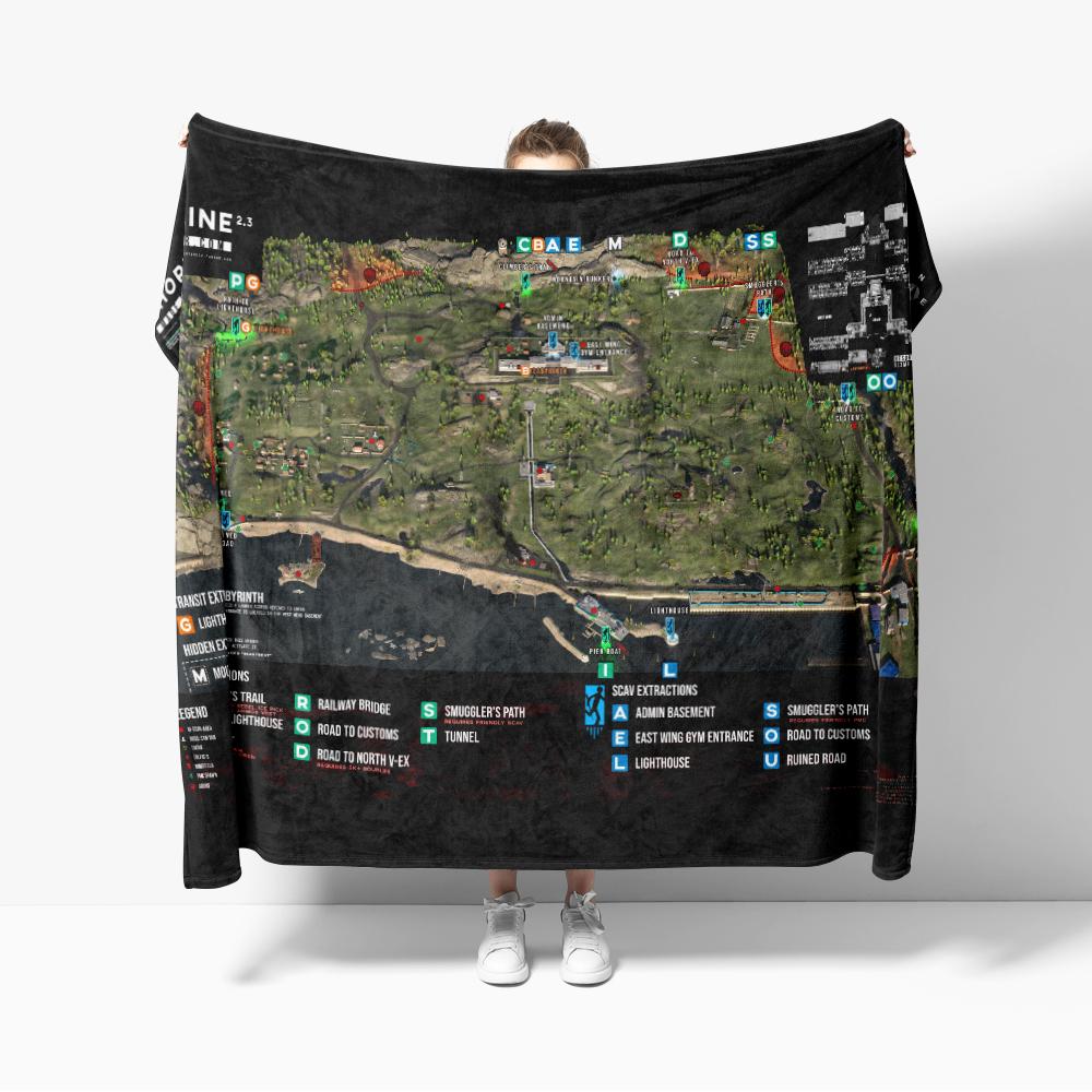 Escape from Tarkov Scav PMC Map Flannel Blanket Decor Creative blankets Cozy Soft Lightweight for Couch Sofa