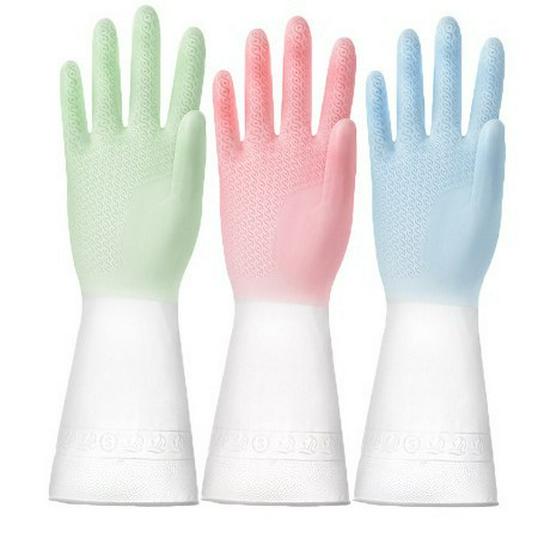 Женские прочные водонепроницаемые перчатки для мытья посуды - Плотно облегающие резиновые перчатки для использования на кухне, Новые пользователи получают 0,01