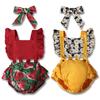 Summer Baby Girls Clothes Watermelon Daisy Flower Printed Ruffle Sleeves Backless Romper with Headband for 0-24 Months