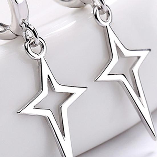 1 Pair Women Earrings Solid Color Star Shape Hip-hop Sturdy Lady Drop