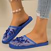 Модная обувь для женщин 2025 Горячая распродажа Женские шлепанцы Баотоу Модные хрустальные цветочные Повседневные шлепанцы Женские Новые сетчатые шлепанцы на плоской подошве Zapatos