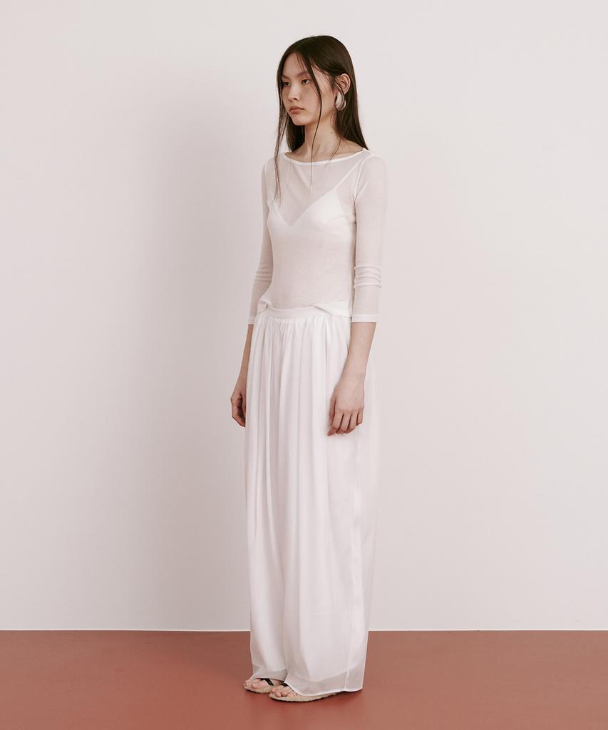 WNDERKAMMER Moon Jar - Shaped Chiffon Pants_White