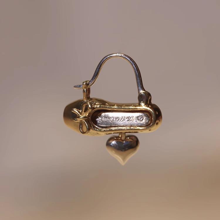 Серьги S925 Пуанты и Сердце - Серебро и Золото Уникальный Подарок 2025