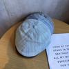 Spliced Design Minimally Striped Women Denim Casual Beret For Autumn And Winter