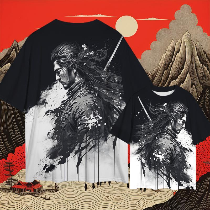 Ретро мужская футболка с принтом самурая 3d, свободные футболки для мужчин, новая модная повседневная мужская одежда, свободные дышащие топы с короткими рукавами